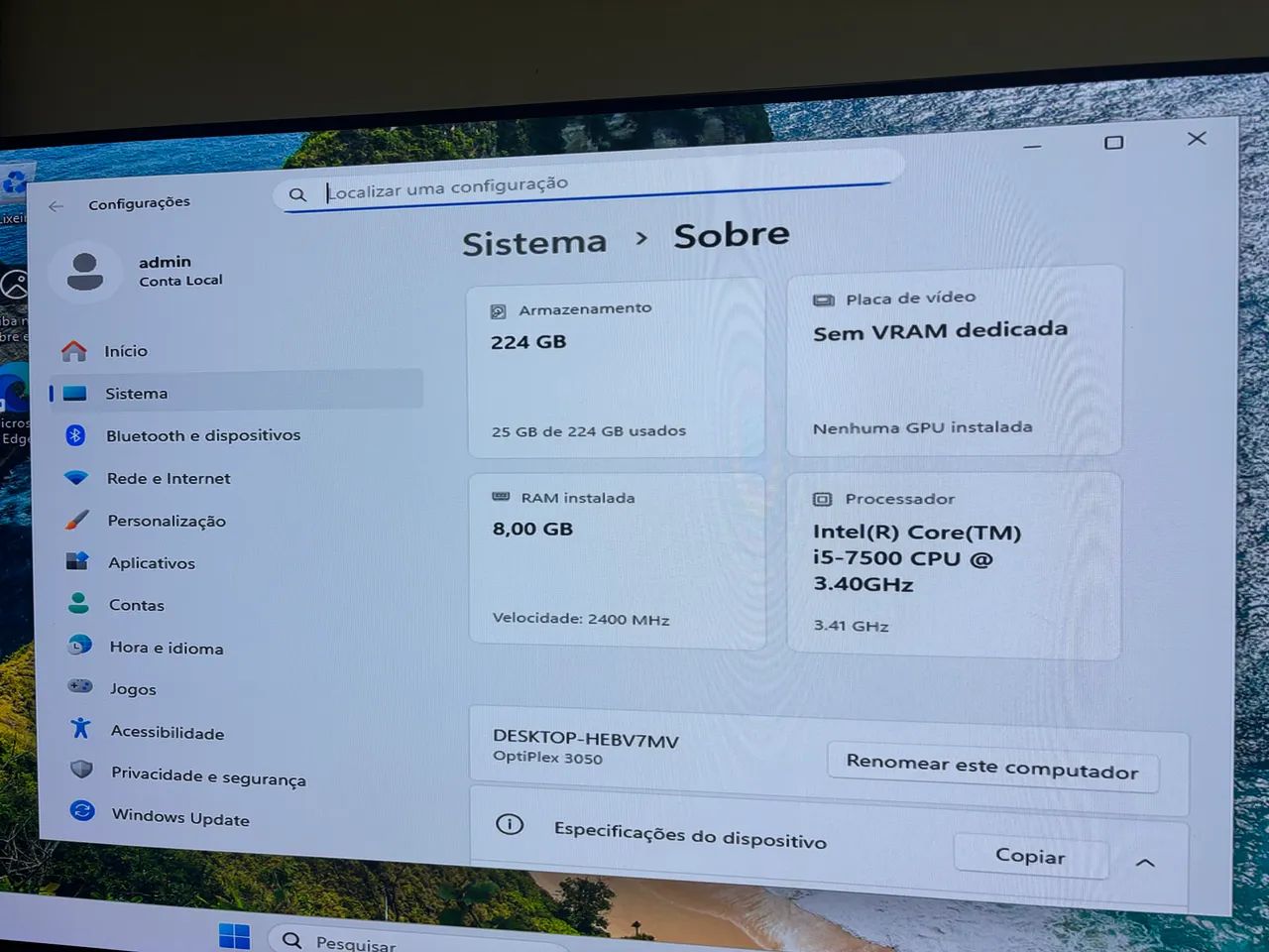 DELL OPTIPLEX 3050 i5-7ª 8GB RAM 240 SSD - Foto 3