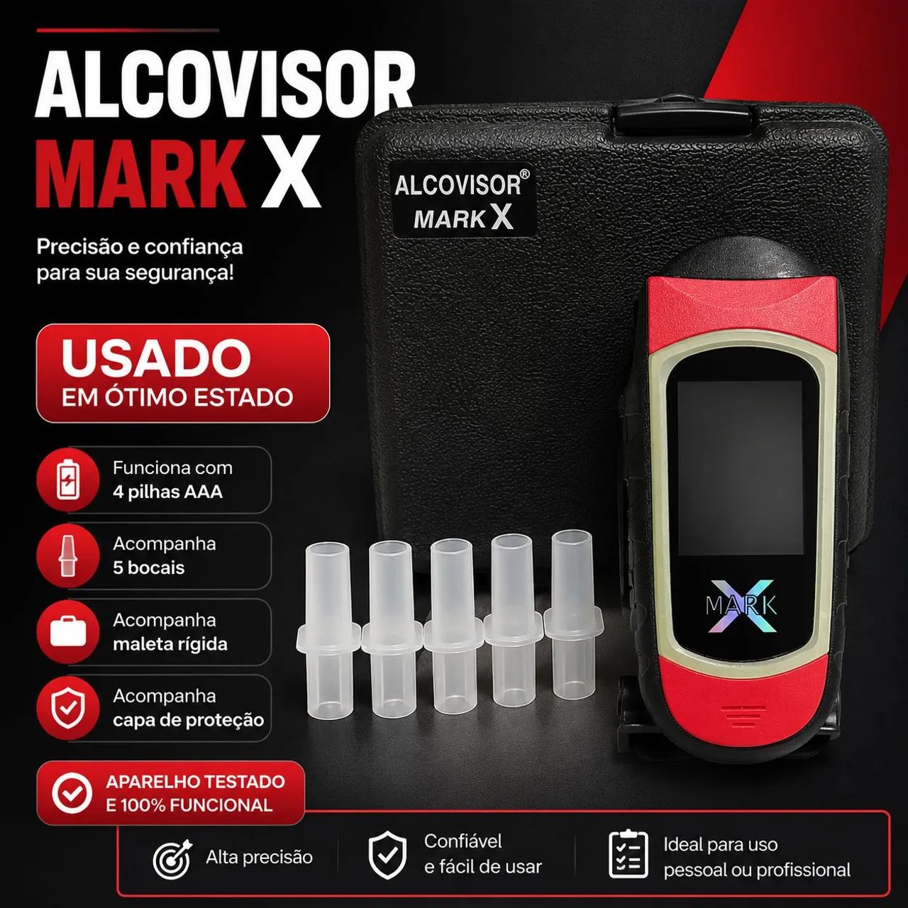 Bafômetro Alcovisor Mark X usado ótimo estado 