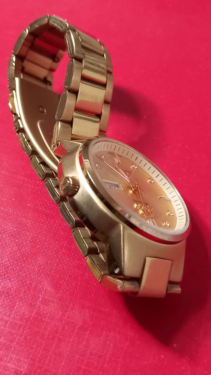 Lindo relógio orient automatico banhado a ouro 