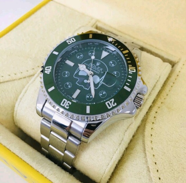 rolex prata e verde