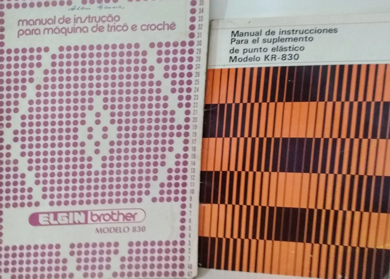 Manual de instruções para máquina de tricô Elgin Brother 830