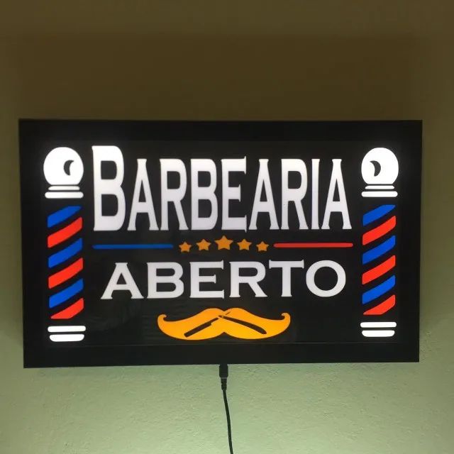 Luminoso Led Letreiro Barbearia Placa Barbershop placa de led Quadro decoração - Foto 3