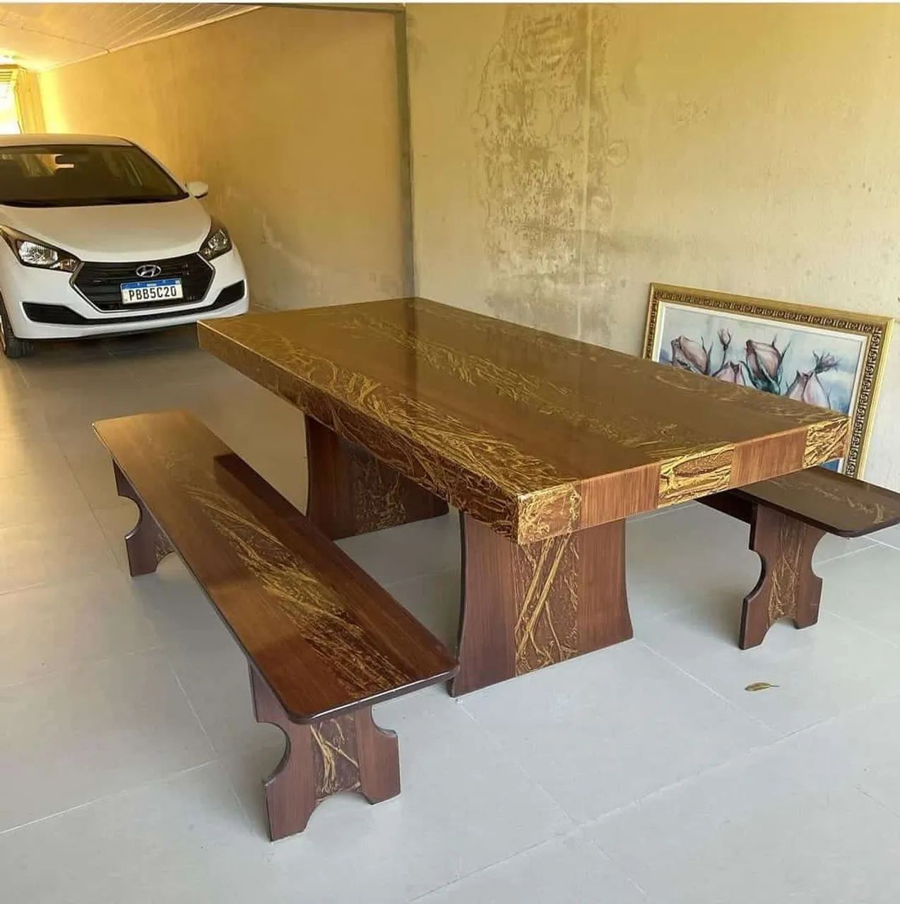 Mesa de Jantar Moderna pedra de ardósia pintada  - Foto 4