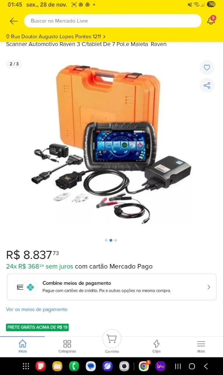 scanner 3 pro raven nova com nota valor 5.500 para v3nder logo aceito cartão 
