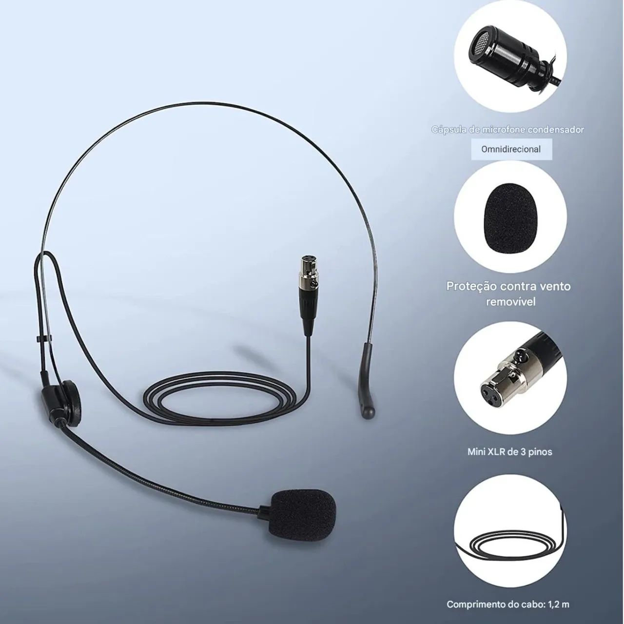 Kit 2 Microfone Headset Black Phenyx Pro - Conector TA3F Mini XLR 3 Pinos, Omnidirecional  - Foto 2