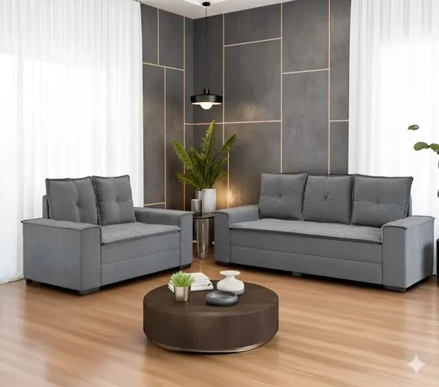 Sofá 2 e 3 lugares Barcelona Cinza (dividimos em até 10x sem juros)