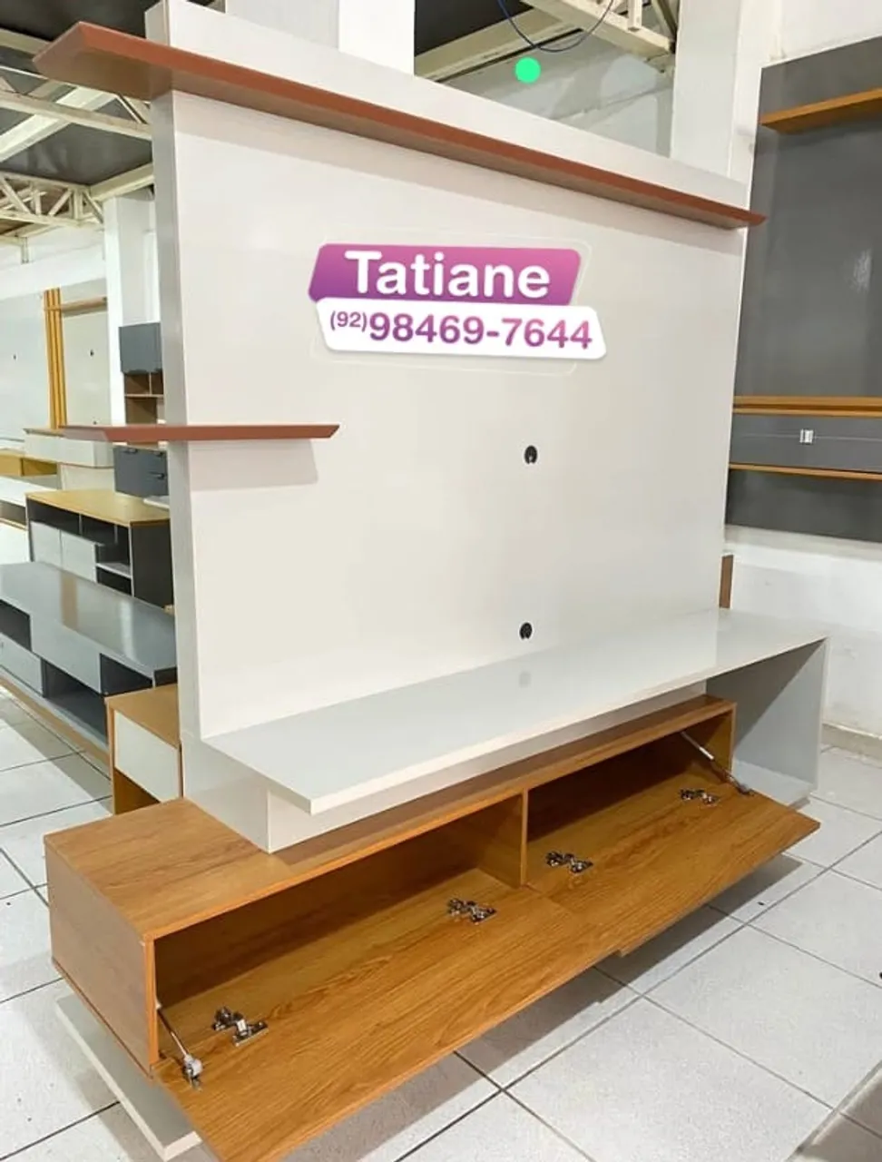 Home Para TV 75 polegadas Ripado 3d com prateleira