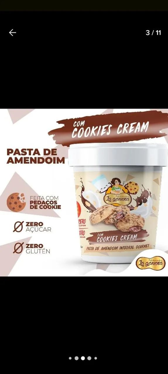 Pasta de Amendoim La Ganexa Cookies 450g - Nova Embalagem - Foto 2