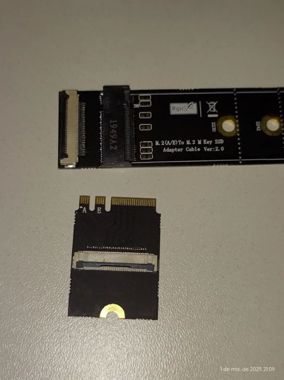 Adaptador cartão extensor M.2 NGFF chave M para chave A + E cabo de extensão M2 SSD  - Foto 5
