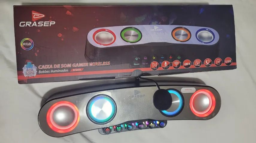 ? Caixa Gamer RGB Grasep D-G55 ? Som Potente + Microfone + Bluetooth - Foto 6