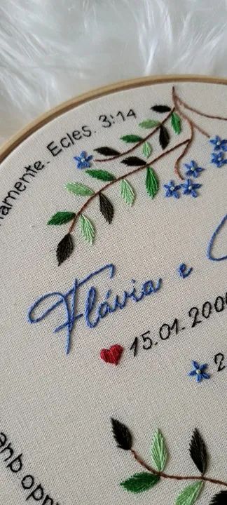 Porta Alianças Bordado a Mão Personalizado Casamento  - Foto 3