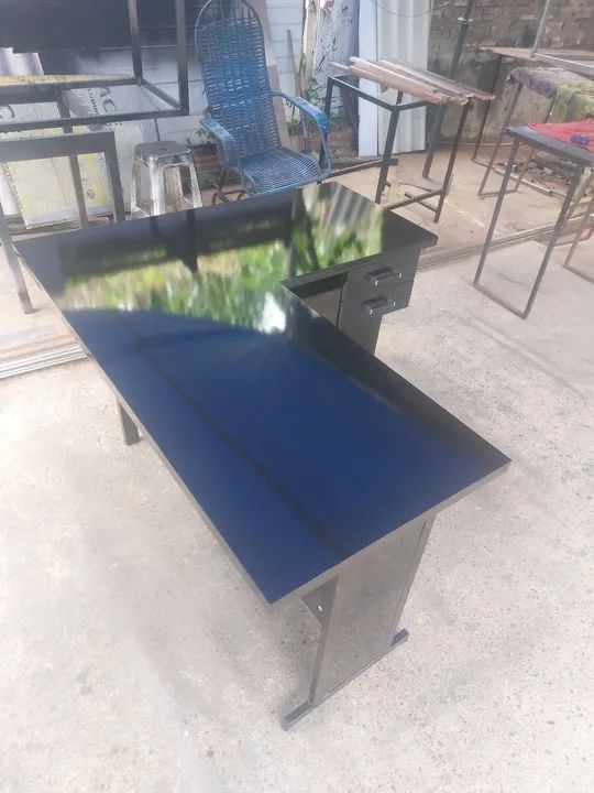 Mesa de Escritório em L Preta - Foto 3