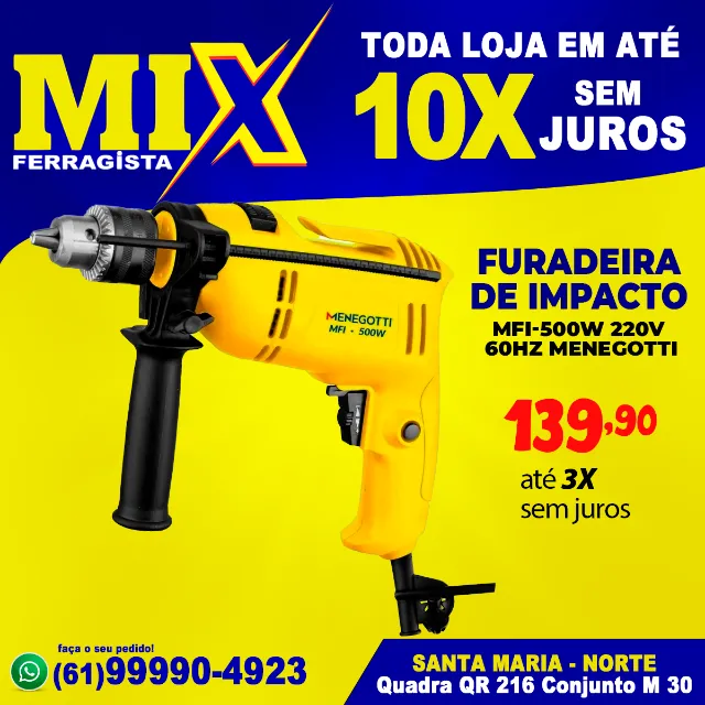 Furadeira de Impacto MFI-500W 220v 60Hz Menegotti