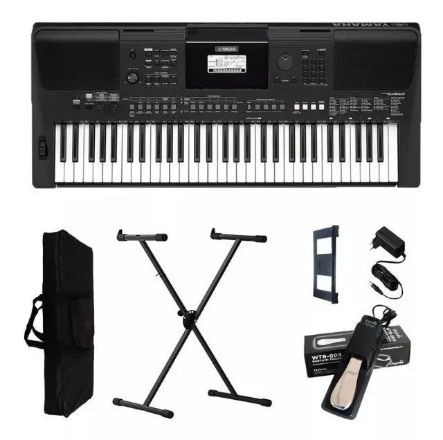 Teclado Yamaha Psr-e463 + Capa + Suporte + Pedal Usado