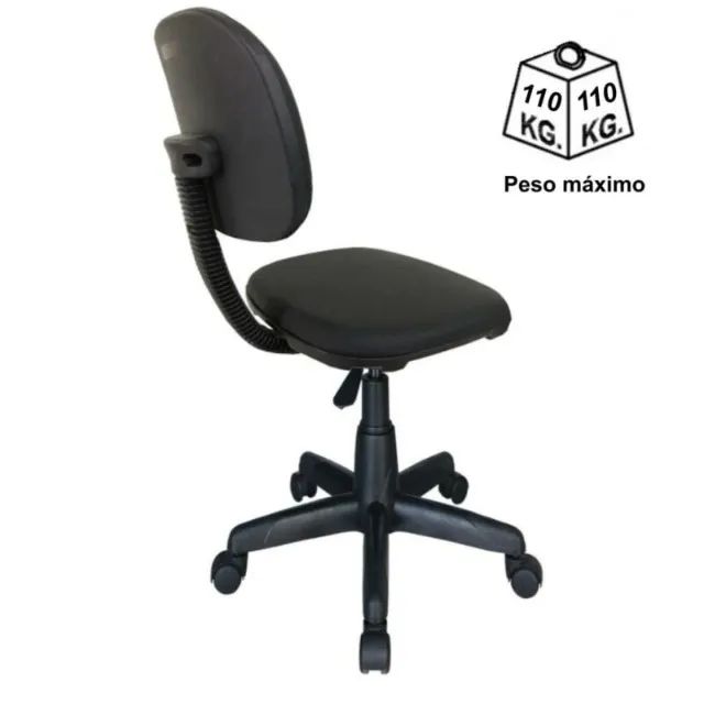 Cadeira Secretária Giratória Sem Braços Corino Preto Conforto Ergonômico Modelo 42003 - Foto 4