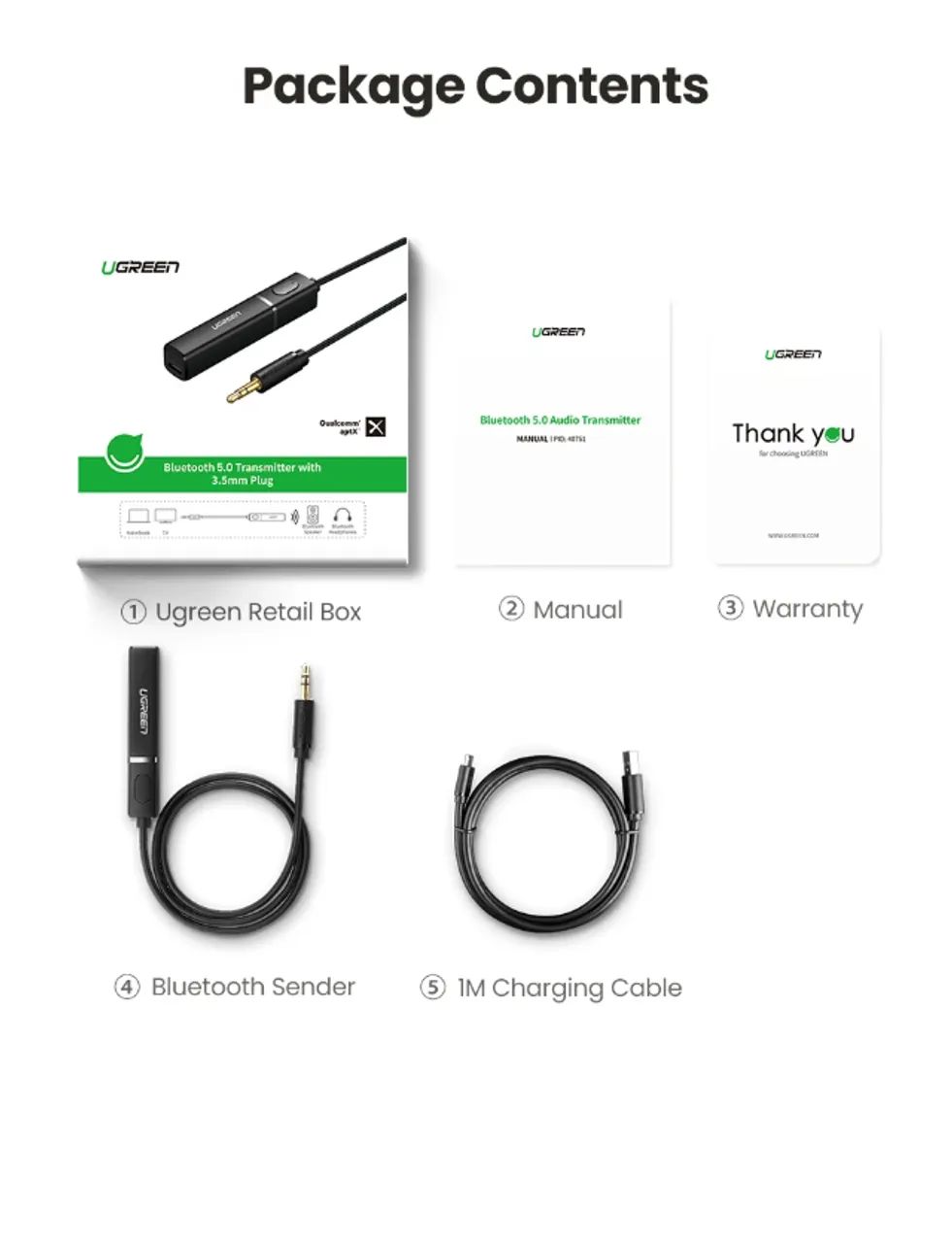 Adaptador jack 3.5mm para Blutooth APTX Ugreen - Foto 4