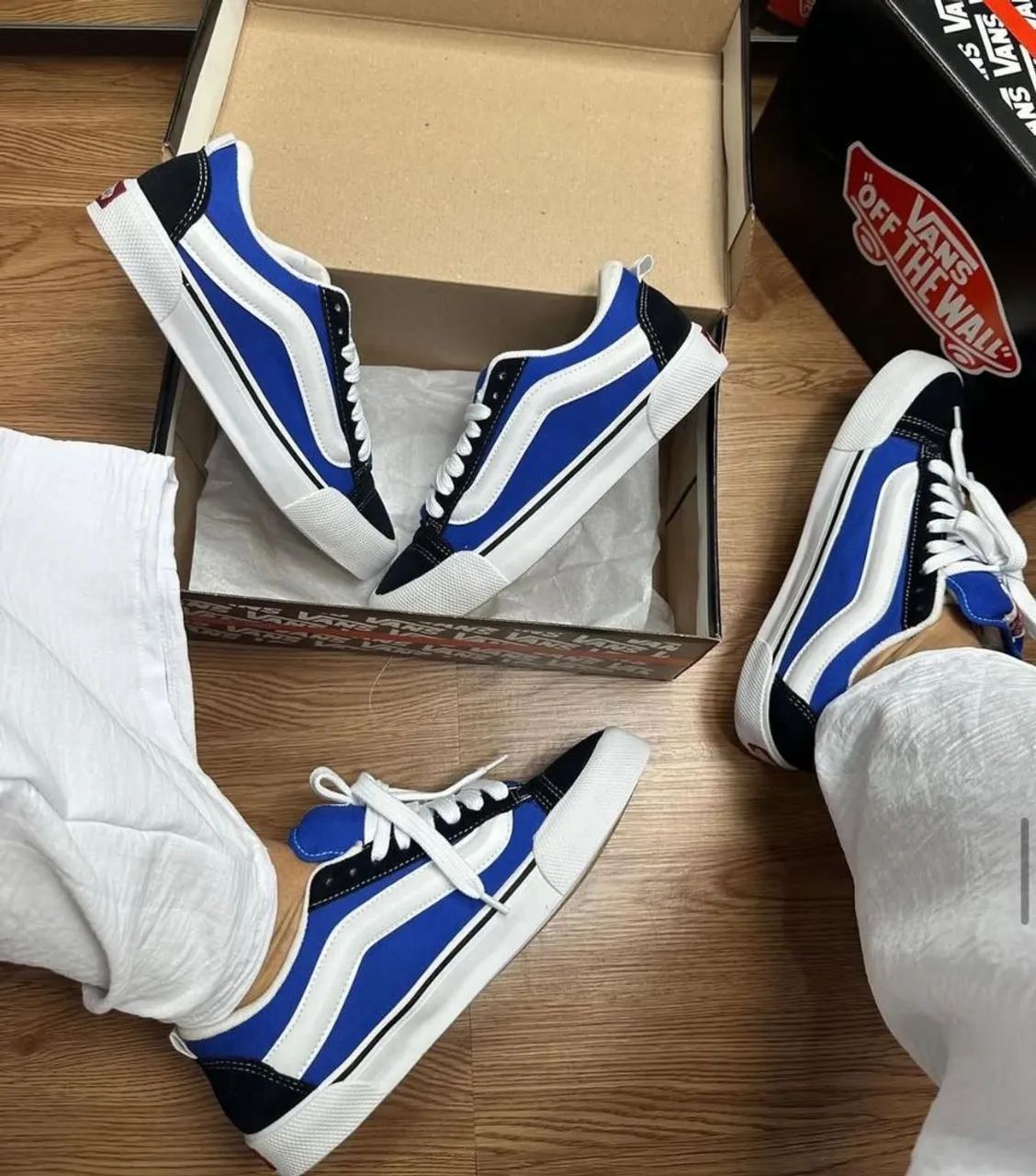 Tênis Vans Old Skool Azul e Branco Original Calçados Praça