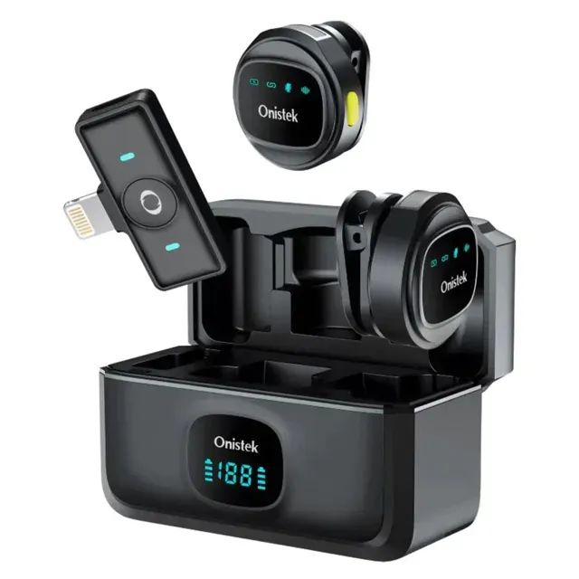 Kit Case com 2 Microfone de Lapela Sem Fio Onistek ON-MC827 Lightning iPhone  - WZetta
