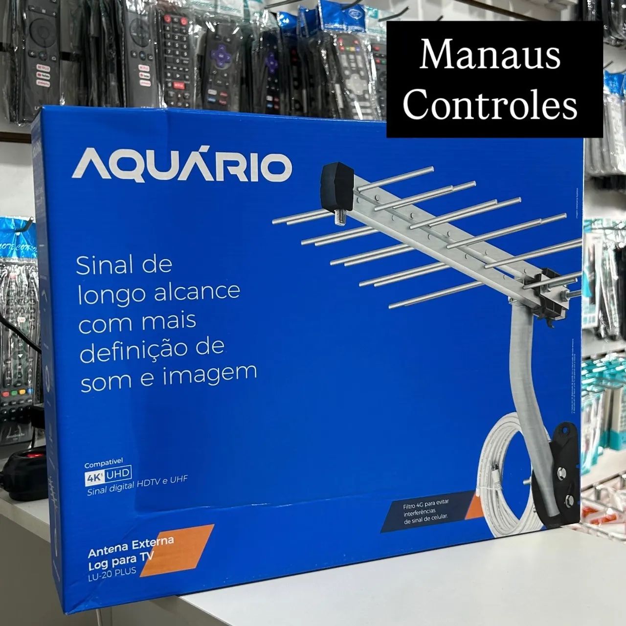 Antena Externa Aquário TV Lu 20 Plus 12 Dbi - Completa 