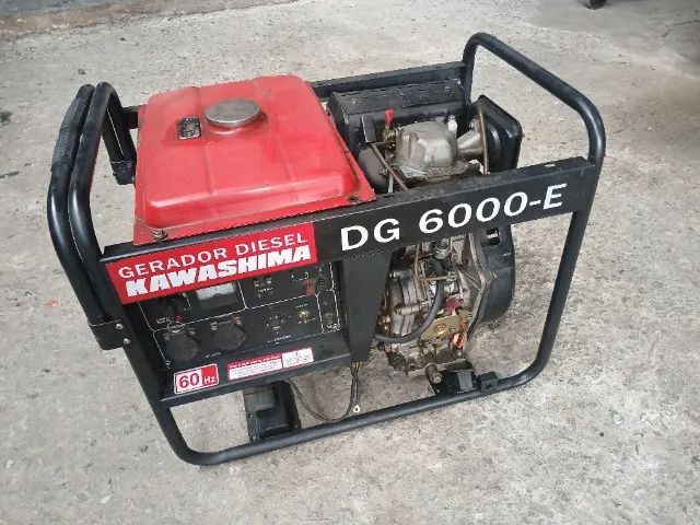 Gerador a diesel 6 KVA marca Kawashima modelo DG600-E partida elétrica usado semi novo