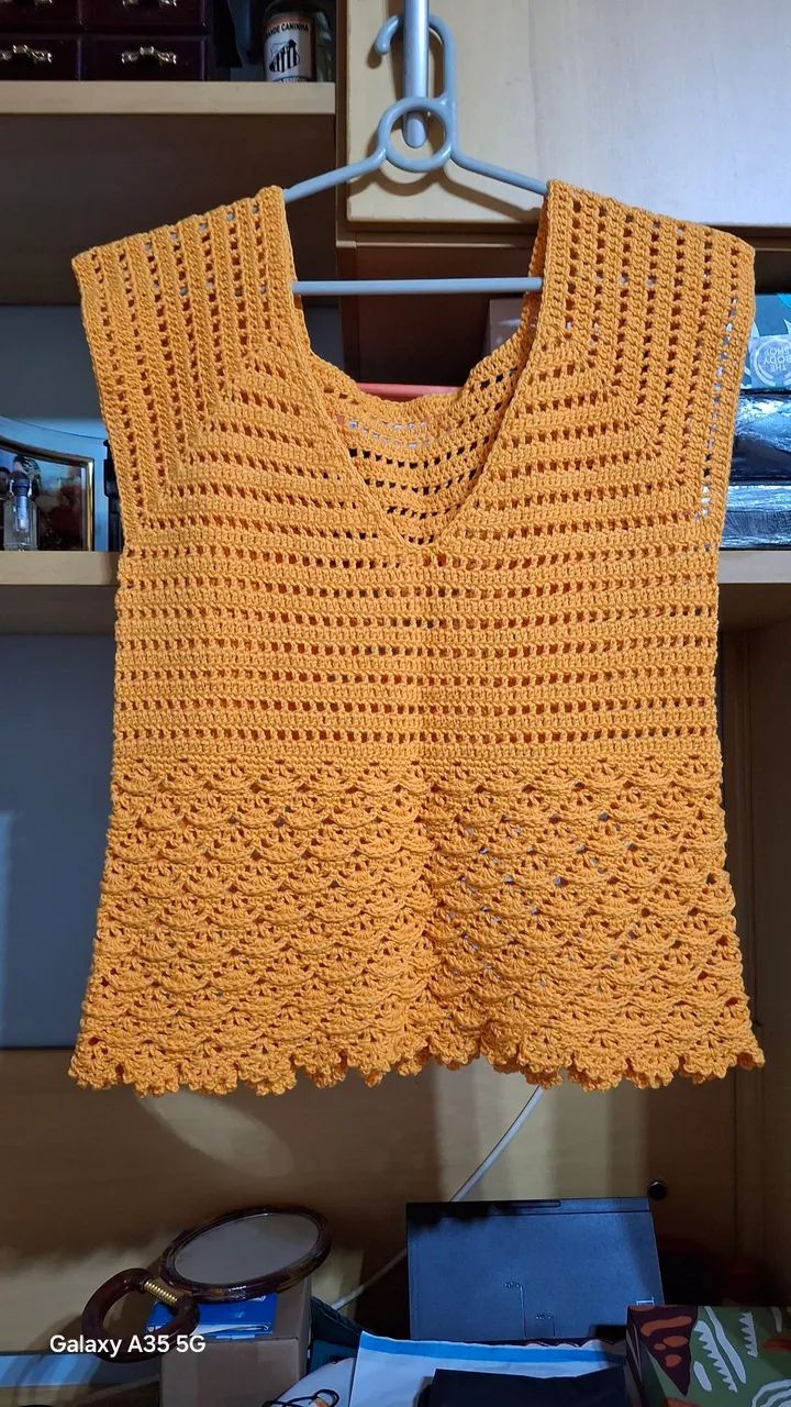 Blusa de Crochê Laranja
