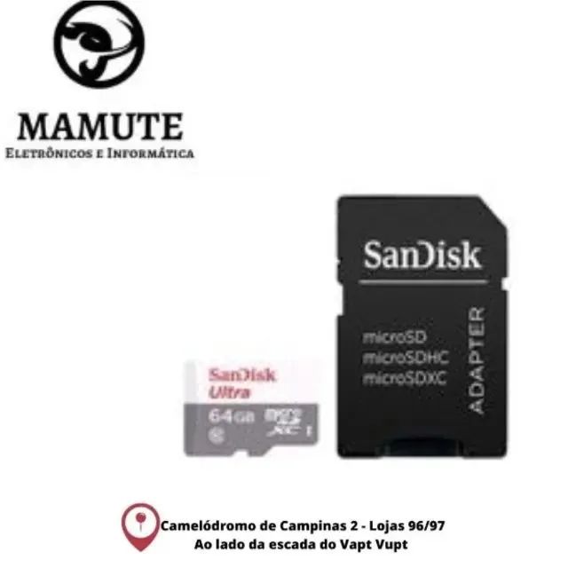 Cartão De Memória 64gb Classe 10 Sandisk 100mbs
