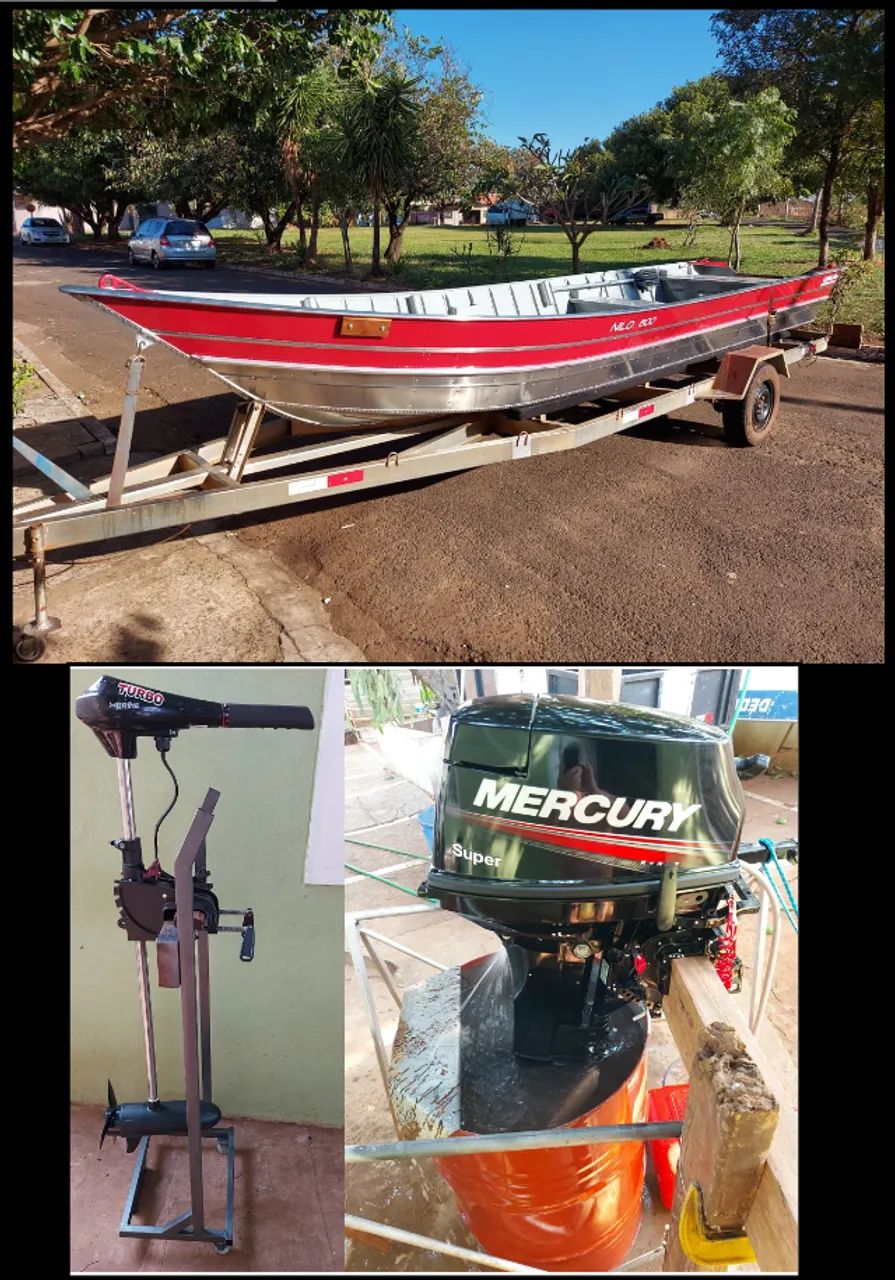 Barco 6m + Carreta 2021 + Motor Mercury 15/18HP 2022 + Elétrico-Pacote Pronto para Navegar