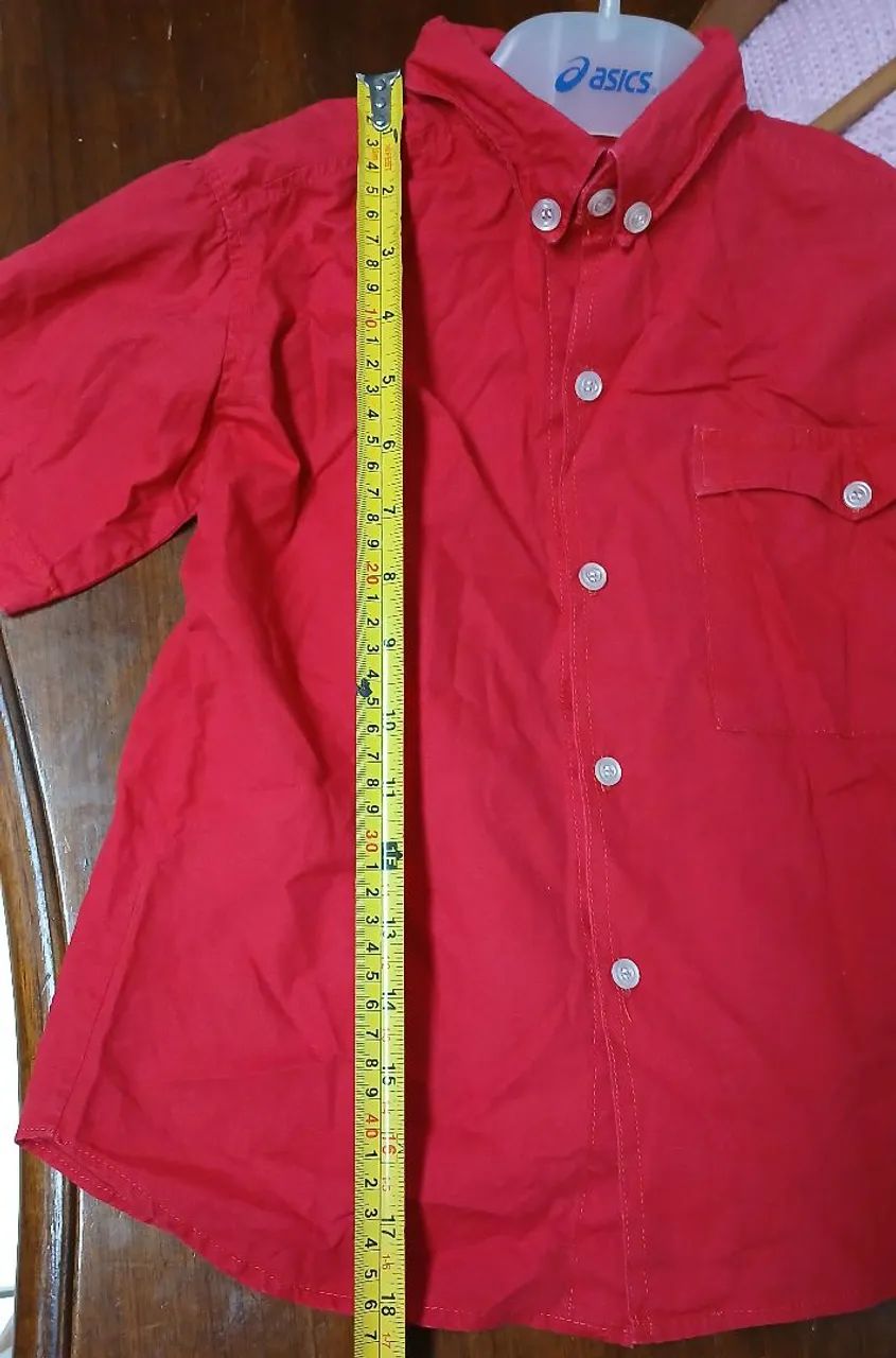 Kit Camisa Jeans Hering e Camisa Vermelha Infantil Tamanho 6<br><br> - Foto 3