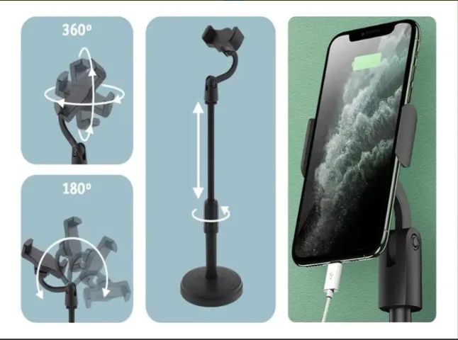 Suporte De Mesa Para Celular 360 Universal Portátil Tripé - Foto 3