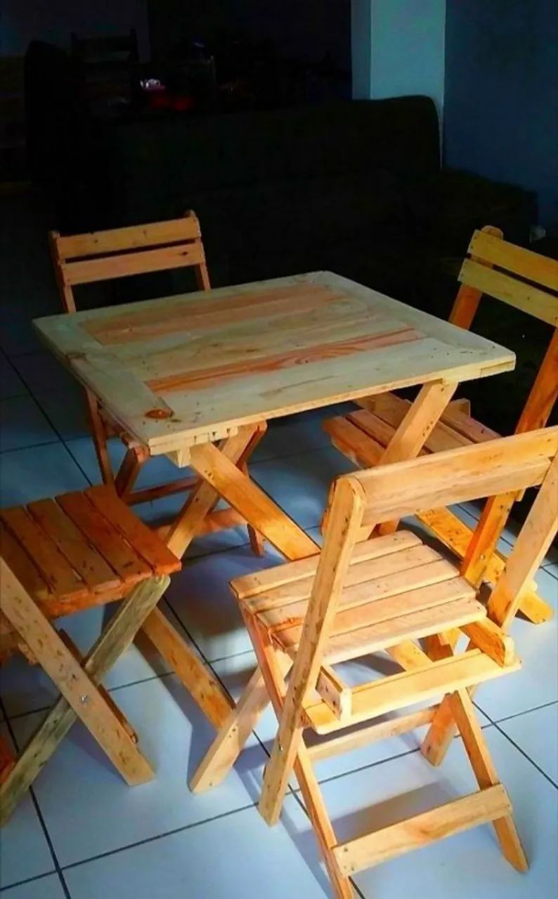 Kit mesa dobrável madeira maciça  - Foto 3