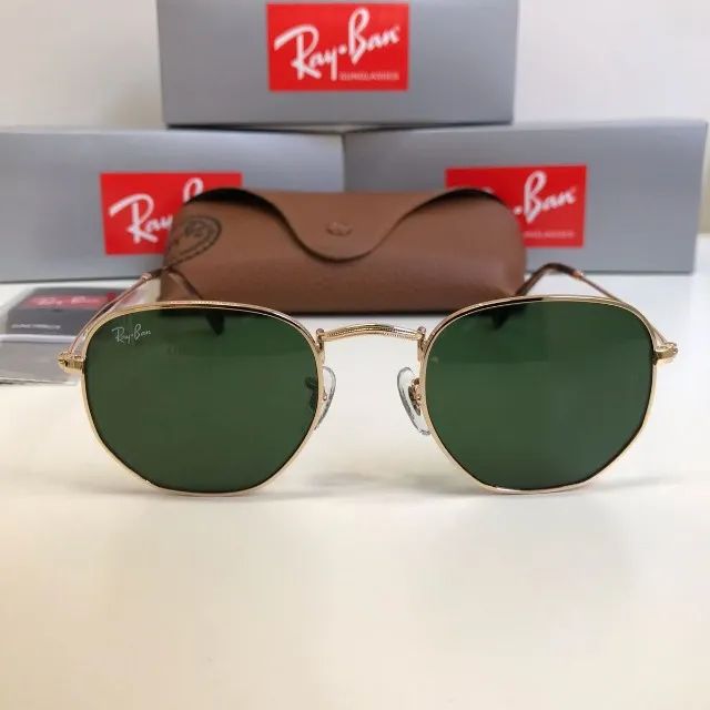 Óculos de sol ray-ban hexagonal metal G15 lentes de cristal