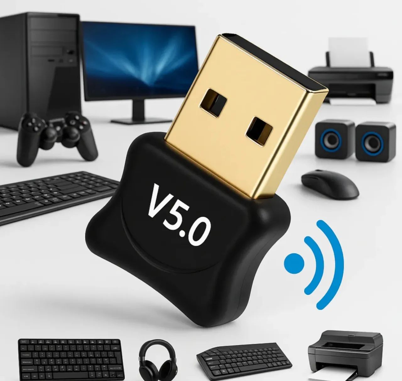 Adaptador Bluetooth Conector Pc Dongle Usb Fone Ouvido 5.0 - Foto 3