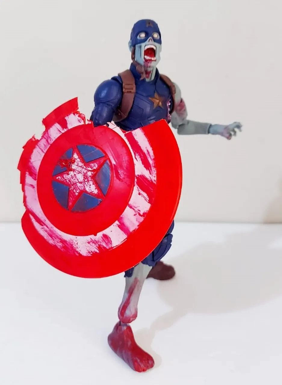 Action figure Zumbi Capitão América Marvel Legends What If 16cm original - Foto 3