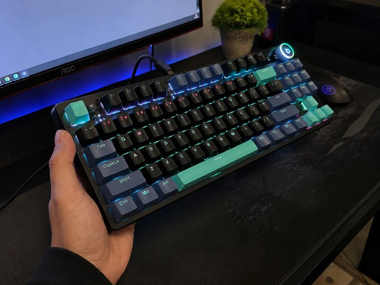 Teclado Mecânico Gamer Rgb Tkl, Tri-mode(2.4g/bluetooth/usb-c)  - Foto 2