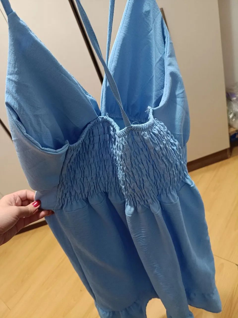 vestido azul com bojo e elastano - Foto 3