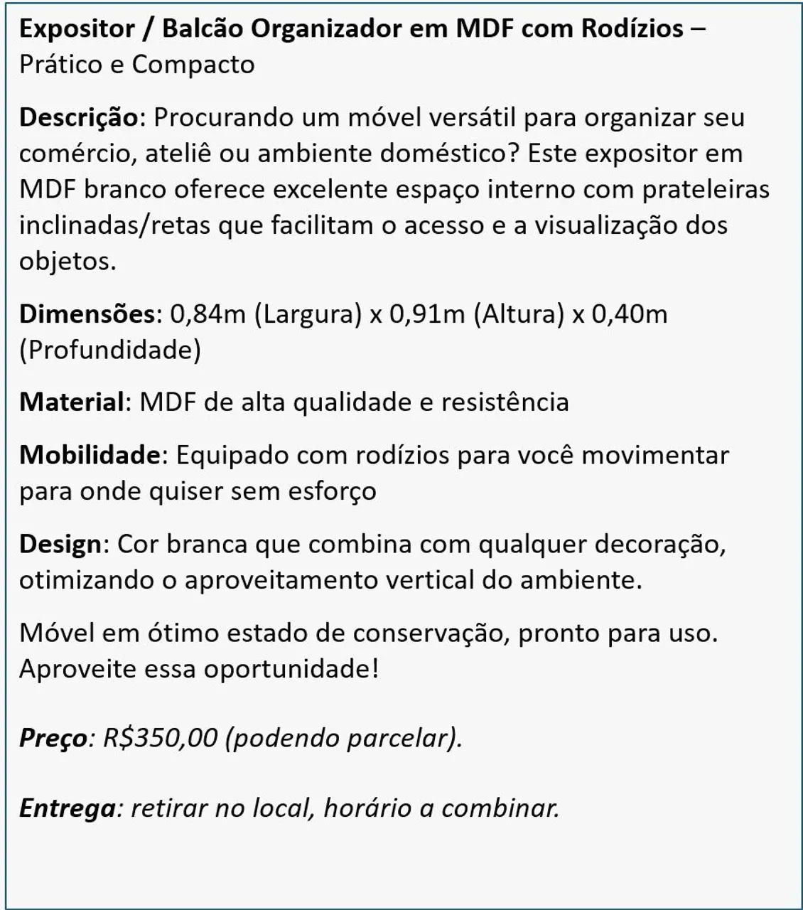 Balcão/ Expositor