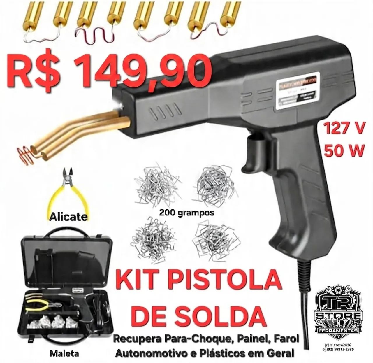 Pistola de Solda Pra recuperar para-choques e Plásticos em geral + Grampos Maleta 2