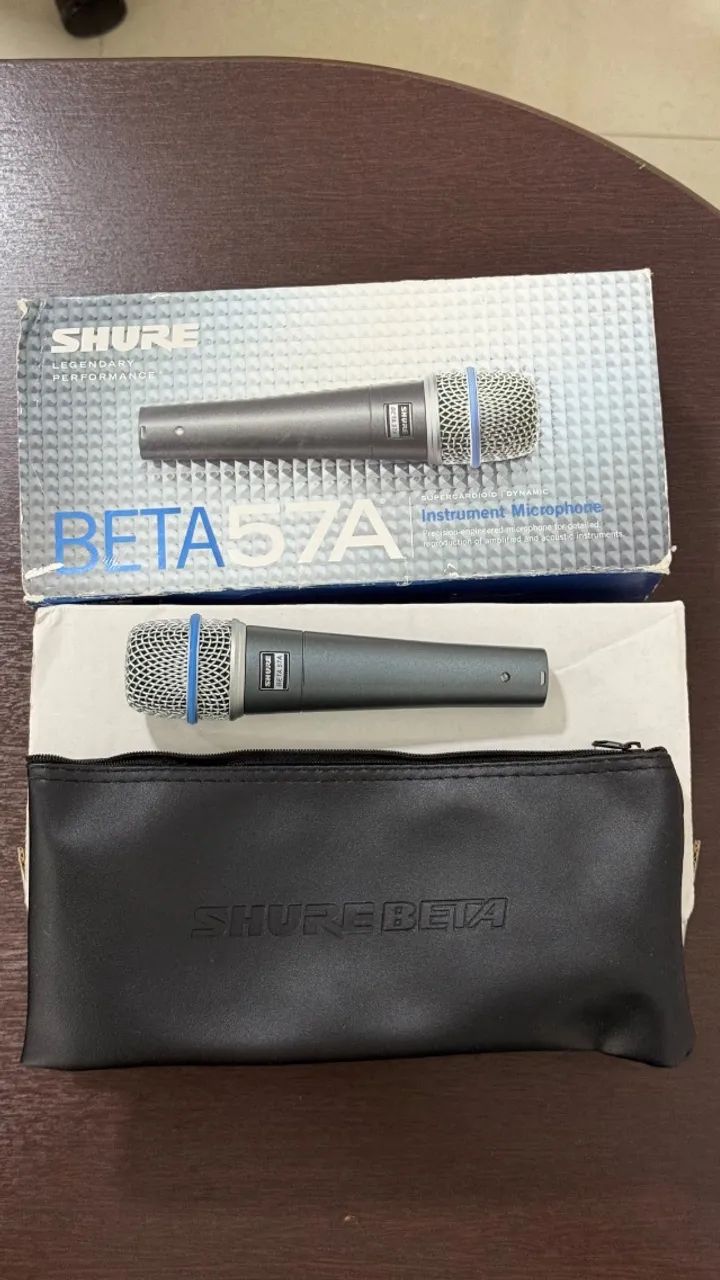 Microfone Shure Beta 57A - Original para Instrumentos com Bolsa e Caixa