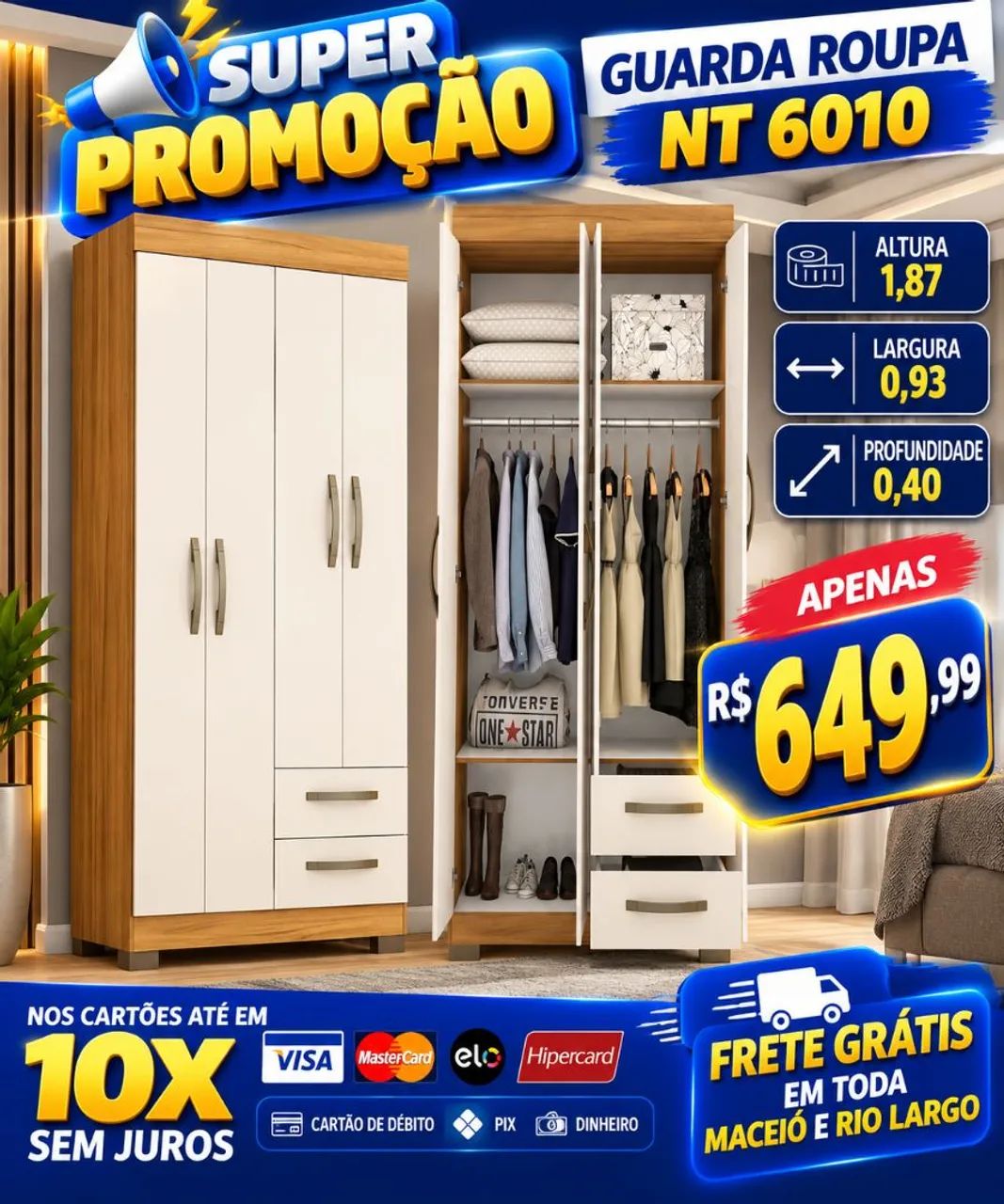 OFERTAS DE GUARDA ROUPA SOLTEIRO APARTI DE  - Foto 3