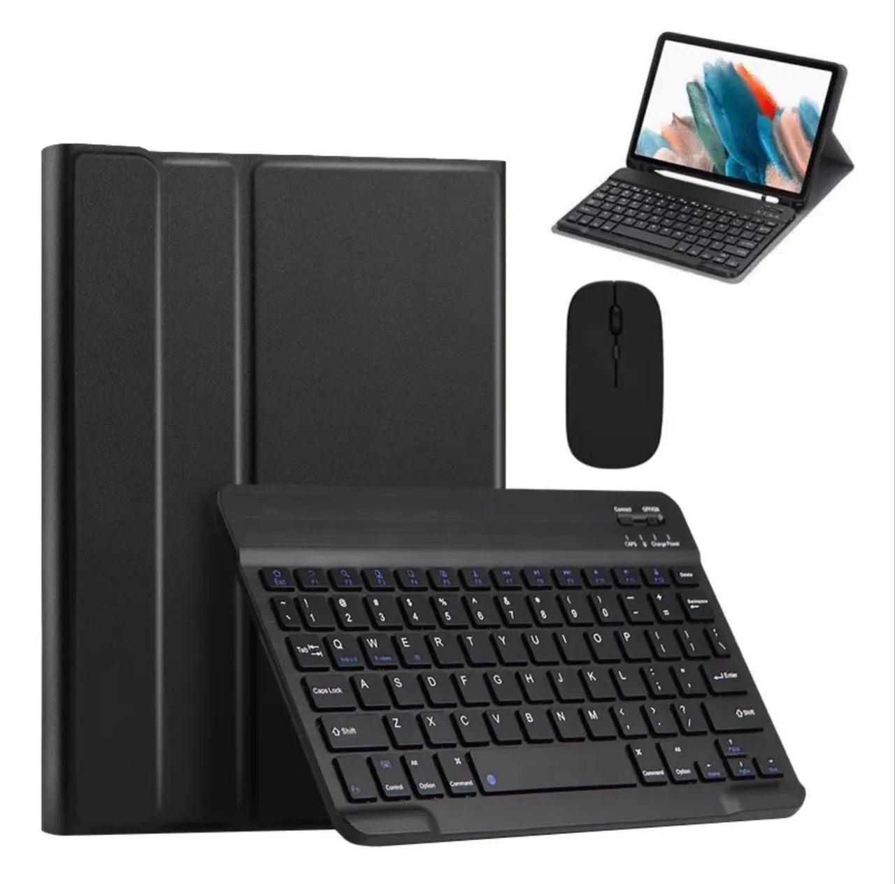 Capa Teclado E Mouse Bluetooth + Para iPad cor preta 