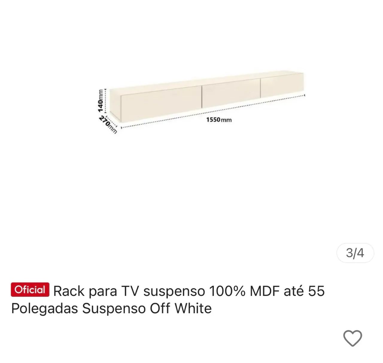 Rack para TV até 55 polegadas suspenso - Foto 4