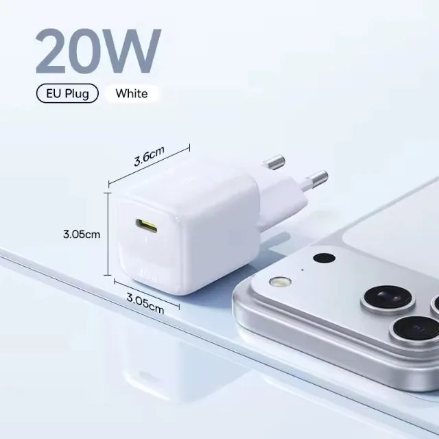 Carregador Baseus 20W PD USB-C Turbo - iPhone e Android - Novo