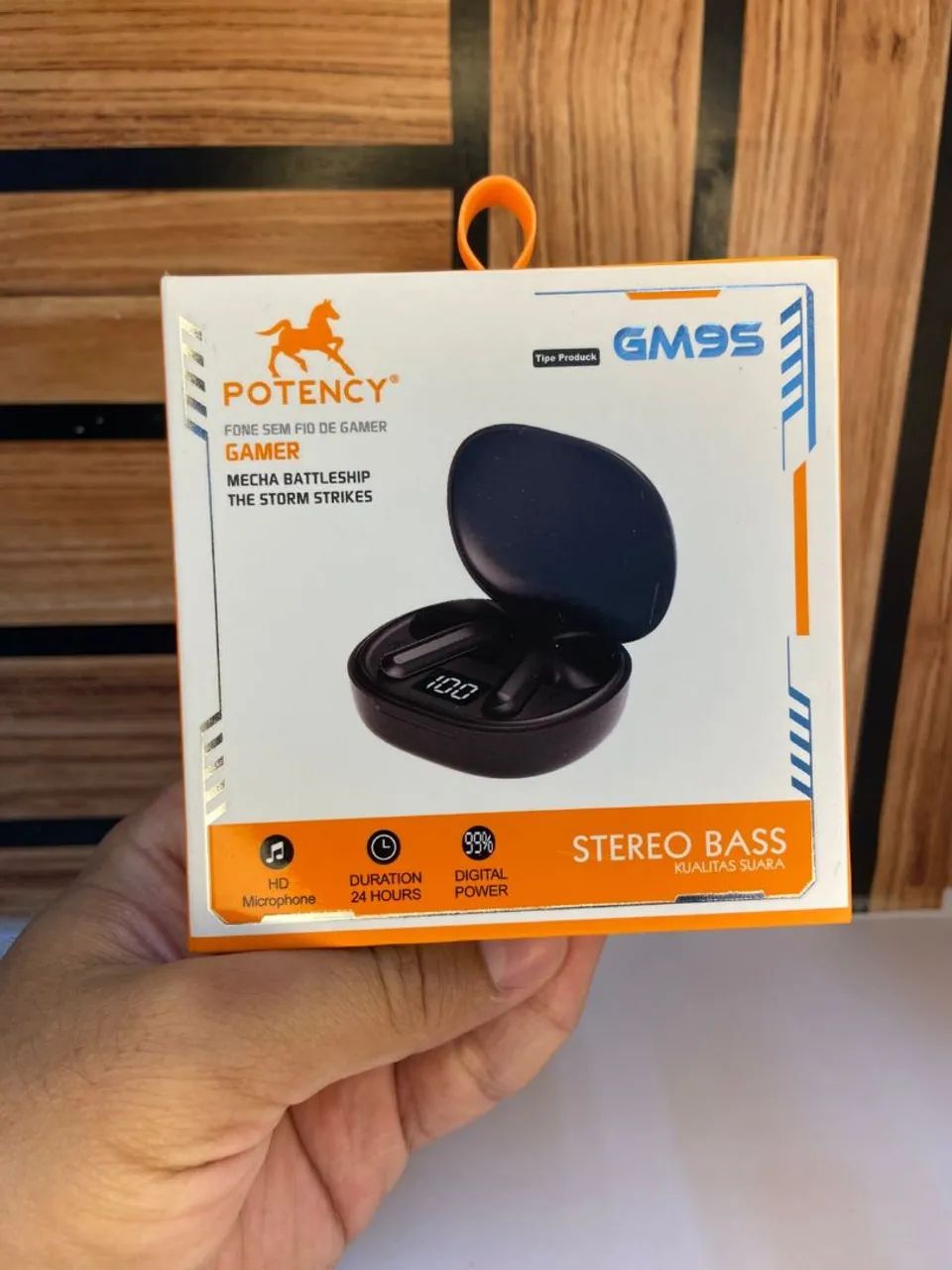 Fone Bluetooth preto Wireless Potency - GM95  - Foto 4