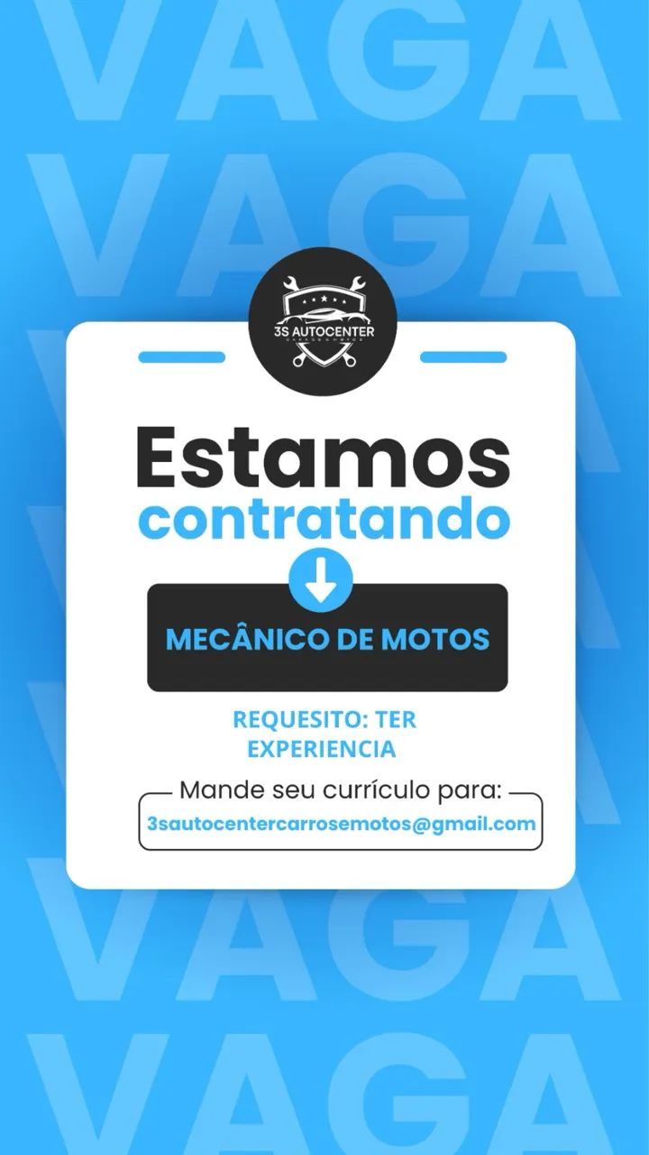 Vaga para mecânico de moto
