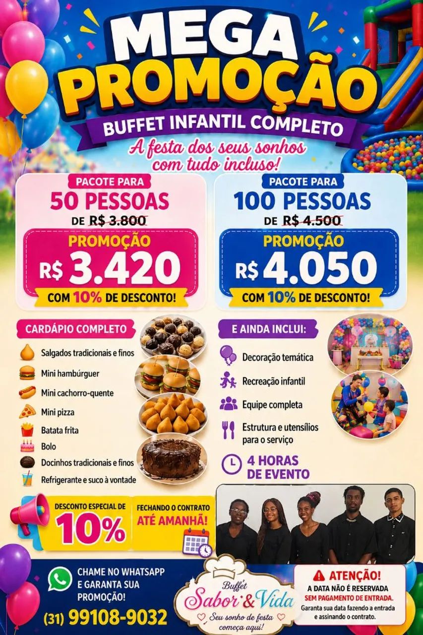 Buffet infantil e 15 anos 