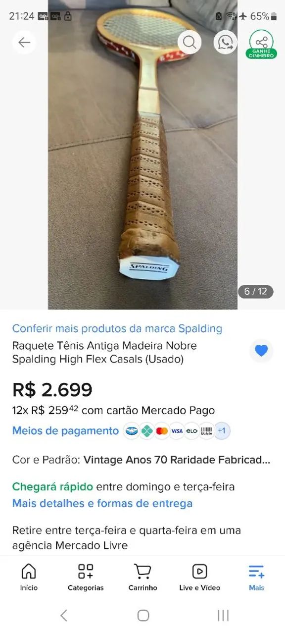 Raquete Tênis Antiga Madeira Nobre - Foto 2
