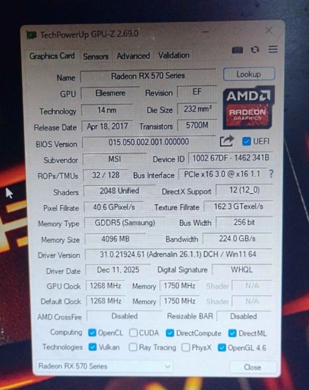 RX 570 MSI Armor 4GB - Foto 3