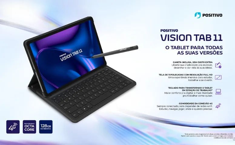 Tablet Positivo Vision TAB11 com Capa Teclado + Caneta