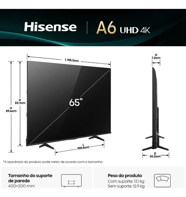 SmarTV 65 polegadas Hisense Nova na Caixa - Foto 2