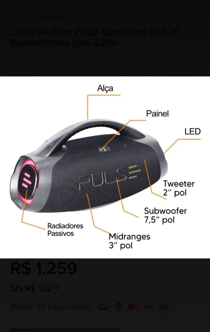 Vendo caixa de polse